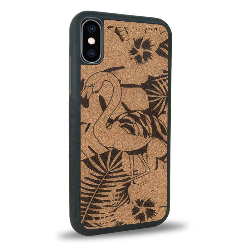 Coque iPhone XS - Le Flamant Rose - Coque en bois