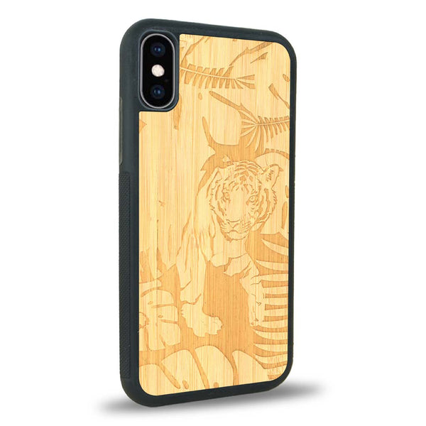 Coque iPhone XS - Le Tigre - Coque en bois