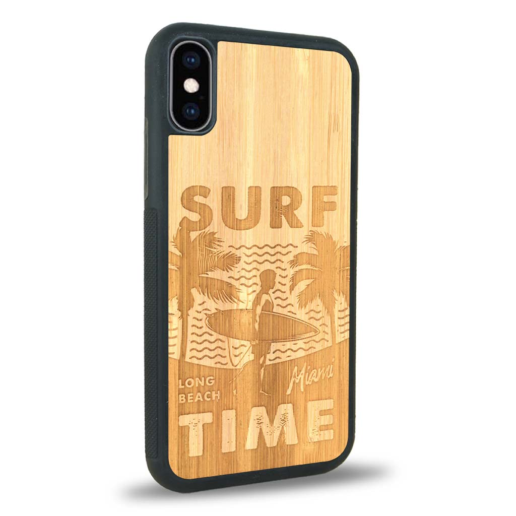 Coque iPhone XS - Surf Time - Coque en bois