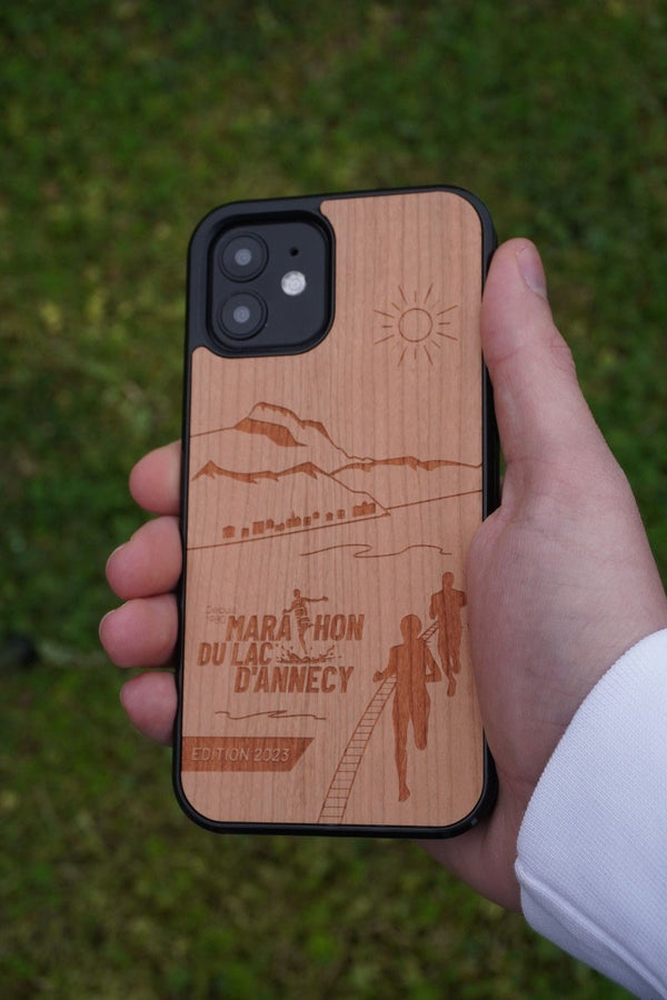 Coque Marathon d'Annecy avec Paysage - Coque en bois