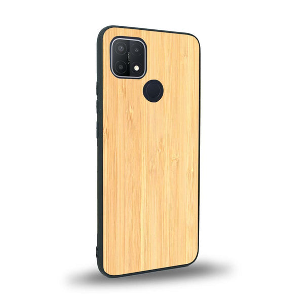 Coque de protection en bois véritable fabriquée en France pour Oppo A15 sans gravure avec un design minimaliste et moderne