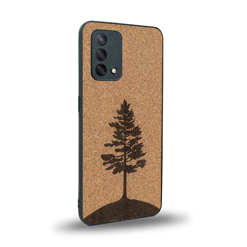 Coque de protection en bois véritable fabriquée en France pour Oppo A74 4G sur le thème de la nature, de la fôret et de l'écoresponsabilité avec une gravure représentant un arbre 
