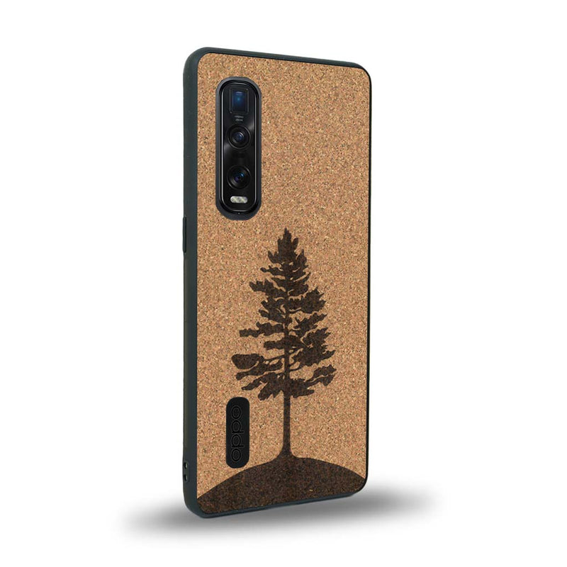 Coque de protection en bois véritable fabriquée en France pour Oppo Find X2 Pro sur le thème de la nature, de la fôret et de l'écoresponsabilité avec une gravure représentant un arbre 