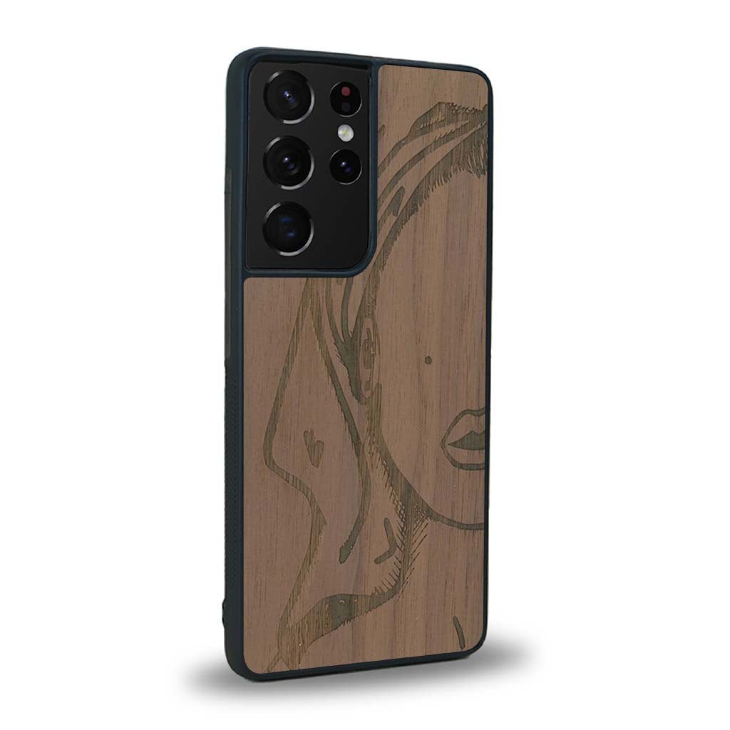 Coque Samsung S21 Ultra - Au féminin - Coque en bois