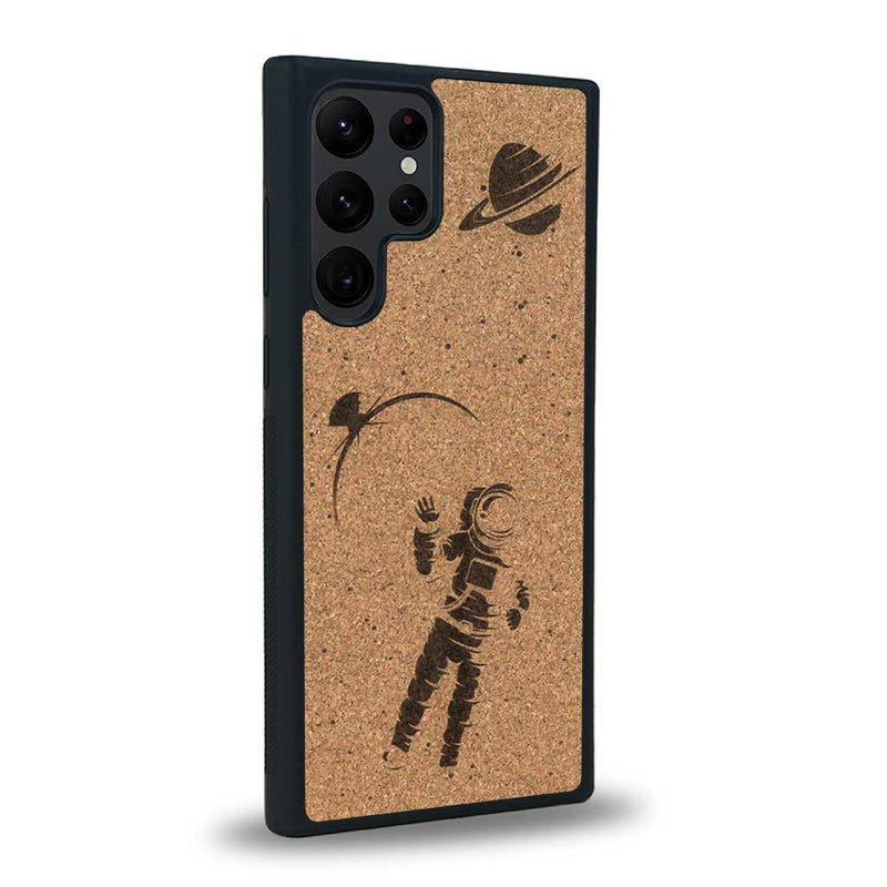 Coque de protection en bois véritable fabriquée en France pour Samsung S23 Ultra sur le thème des astronautes
