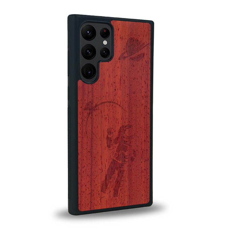 Coque de protection en bois véritable fabriquée en France pour Samsung S23 Ultra sur le thème des astronautes