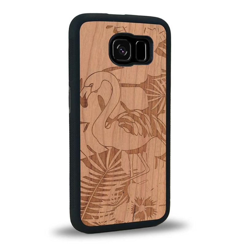 Coque Samsung S6E - Le Flamant Rose - Coque en bois