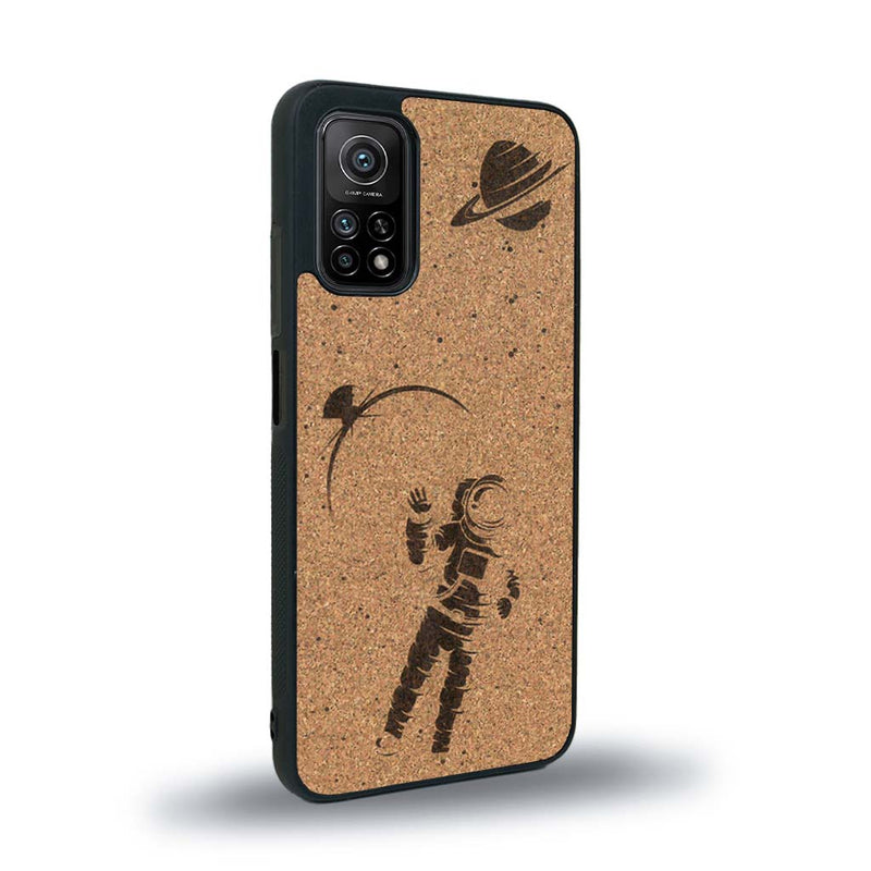 Coque de protection en bois véritable fabriquée en France pour Xiaomi Mi 10 Lite sur le thème des astronautes