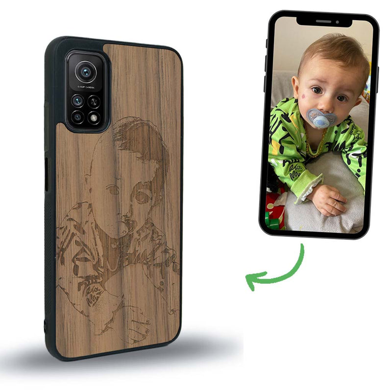 Coque de protection en bois véritable fabriquée en France pour Xiaomi Mi 10 Lite avec gravure personnalisée à partir d'une photo, d'une image, d'un logo, des initials ou d'une phrase