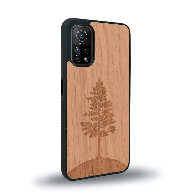 Coque de protection en bois véritable fabriquée en France pour Xiaomi Mi 10 Lite sur le thème de la nature, de la fôret et de l'écoresponsabilité avec une gravure représentant un arbre 