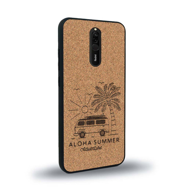 Coque de protection en bois véritable fabriquée en France pour Xiaomi Mi 9T sur le thème de la plage, de l'été et vanlife.