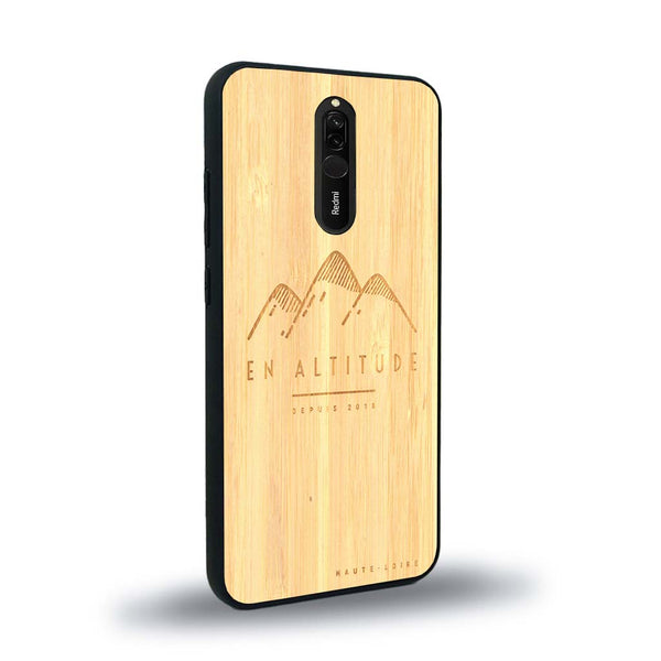 Coque de protection en bois véritable fabriquée en France pour Xiaomi Mi 9T représentant des montagnes, sur le thème de la randonnée en pleine nature et du trail