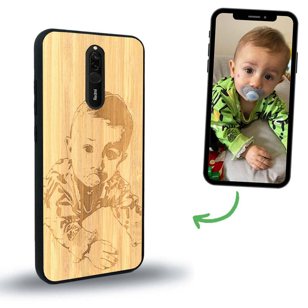 Coque de protection en bois véritable fabriquée en France pour Xiaomi Mi 9T avec gravure personnalisée à partir d'une photo, d'une image, d'un logo, des initials ou d'une phrase