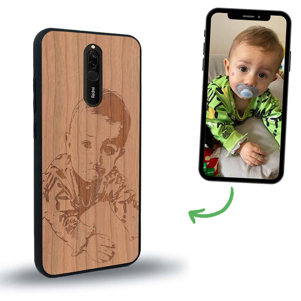 Coque de protection en bois véritable fabriquée en France pour Xiaomi Mi 9T avec gravure personnalisée à partir d'une photo, d'une image, d'un logo, des initials ou d'une phrase