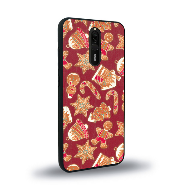 Coque de protection en bois véritable fabriquée en France pour Xiaomi Mi 9T sur le thème de noël et de l'hiver avec un motif représentant un bonhomme de pain d'épice