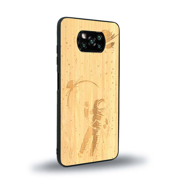 Coque de protection en bois véritable fabriquée en France pour Xiaomi Poco X3 Nfc sur le thème des astronautes