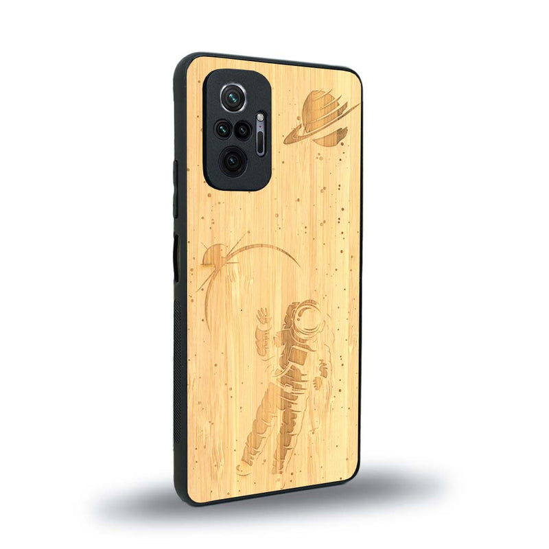 Coque de protection en bois véritable fabriquée en France pour Xiaomi Redmi Note 10 Pro sur le thème des astronautes