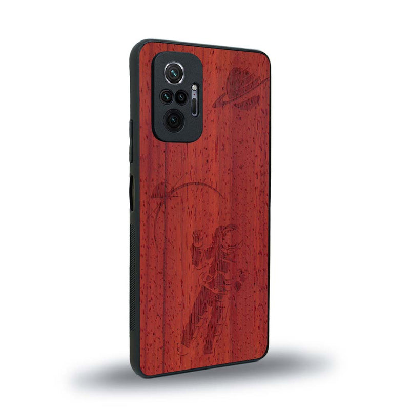 Coque de protection en bois véritable fabriquée en France pour Xiaomi Redmi Note 10 Pro sur le thème des astronautes