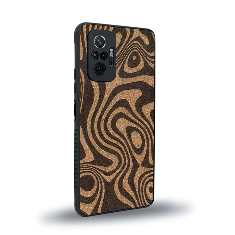 Coque de protection en bois véritable fabriquée en France pour Xiaomi Redmi Note 10 Pro avec un motif abstrait représentant les mouvements de l'eau