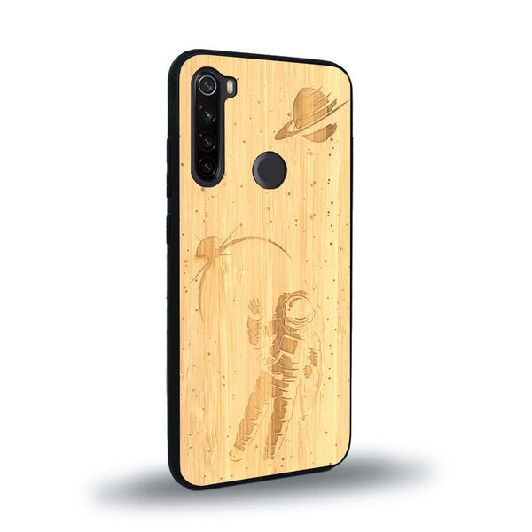 Coque de protection en bois véritable fabriquée en France pour Xiaomi Redmi Note 8 sur le thème des astronautes