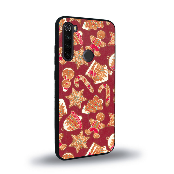 Coque de protection en bois véritable fabriquée en France pour Xiaomi Redmi Note 8 sur le thème de noël et de l'hiver avec un motif représentant un bonhomme de pain d'épice