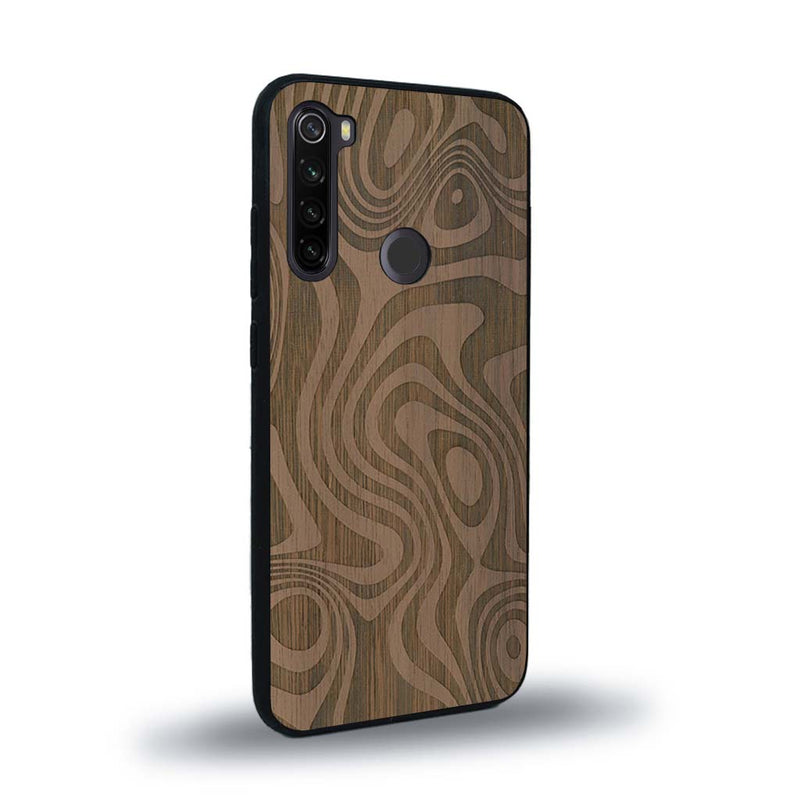 Coque de protection en bois véritable fabriquée en France pour Xiaomi Redmi Note 8T avec un motif abstrait représentant les mouvements de l'eau