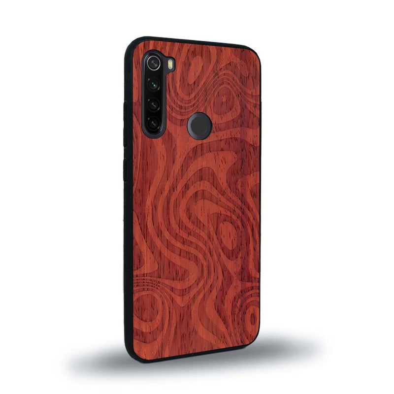 Coque de protection en bois véritable fabriquée en France pour Xiaomi Redmi Note 8T avec un motif abstrait représentant les mouvements de l'eau