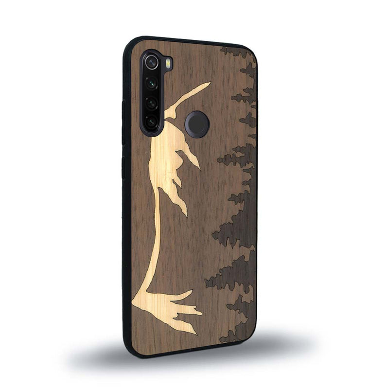 Coque de protection en bois véritable fabriquée en France pour Xiaomi Redmi Note 8T sur le thème de la nature et de la montagne qui allie du chêne fumé, du noyer et du bambou représentant le mont mézenc