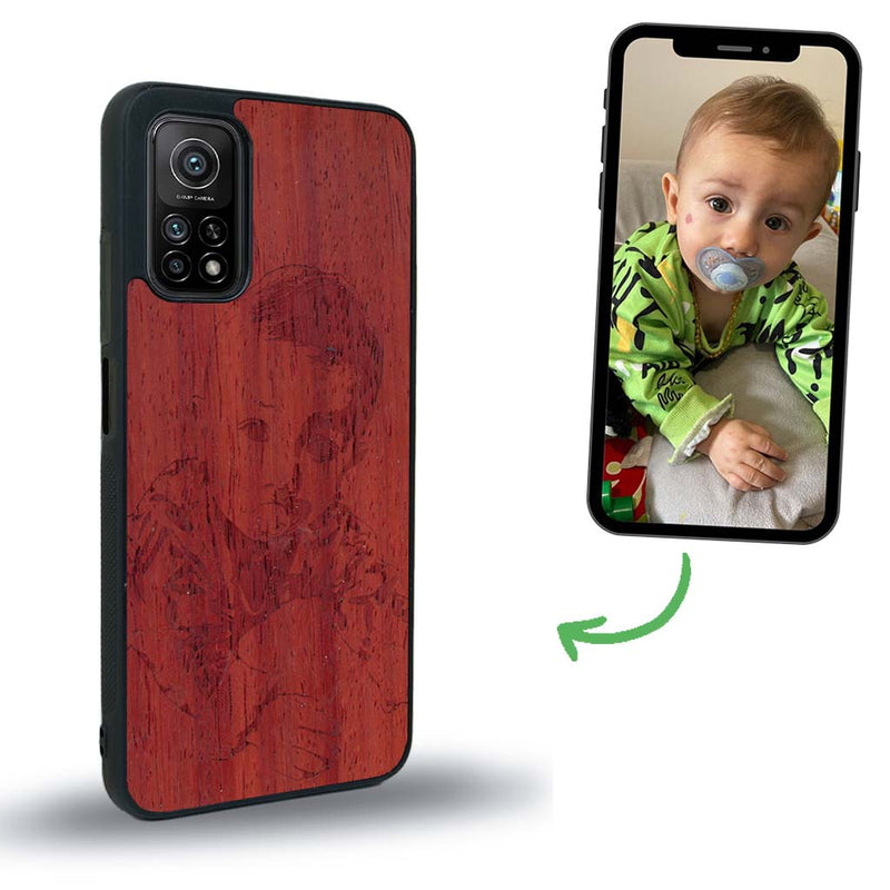 Coque de protection en bois véritable fabriquée en France pour Xiaomi Redmi Note 9T avec gravure personnalisée à partir d'une photo, d'une image, d'un logo, des initials ou d'une phrase