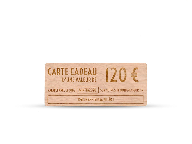 La Carte Cadeau en Bois - Coque en bois